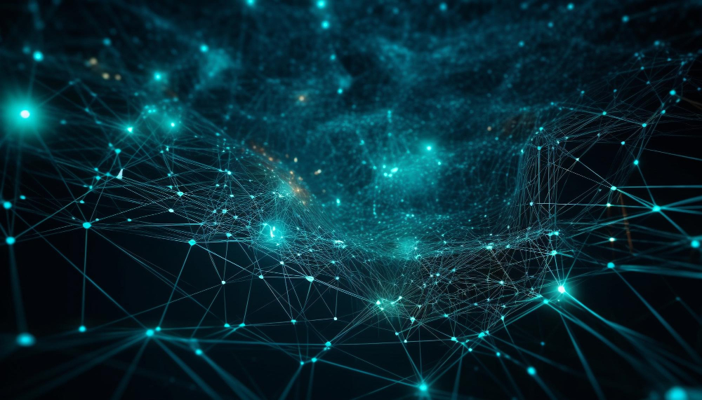 Equipe colaborando em um laptop em um ambiente moderno.