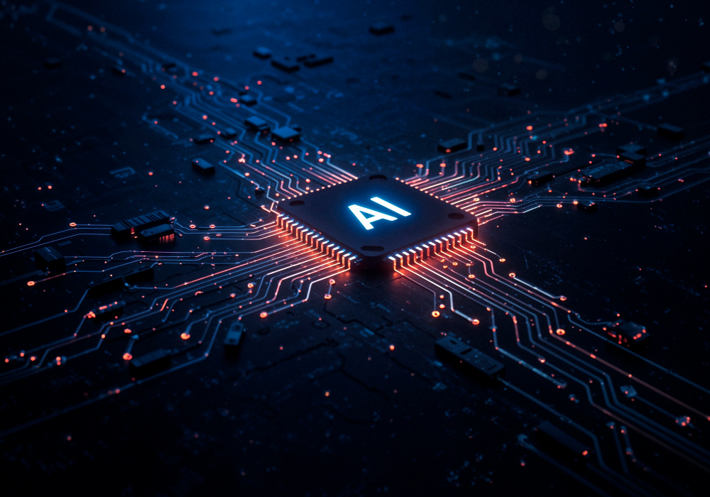 Imagem de um escudo de segurança digital sobre um circuito.